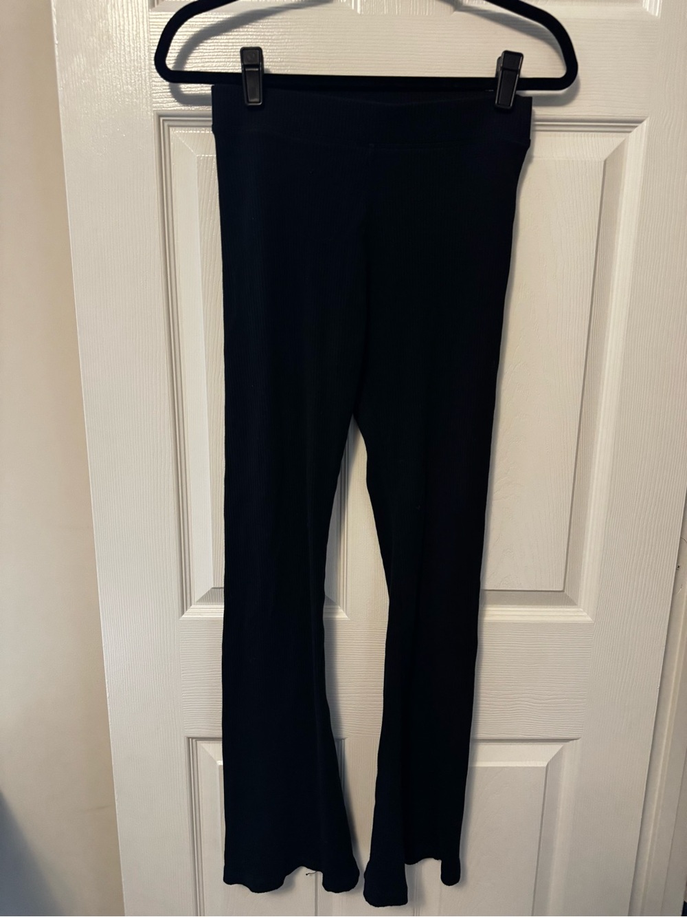 PINK Victoria's Secret Black Ribbed Flare Pants